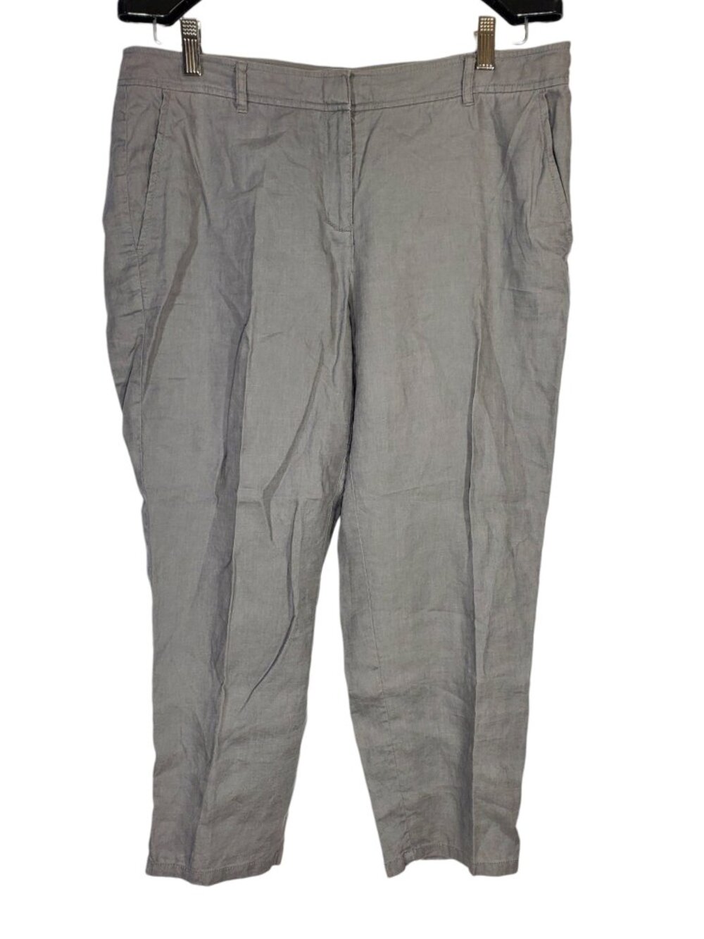 Eileen Fisher 100% Organic Linen Capri Pants Women's 10P Petite Gray Tapered